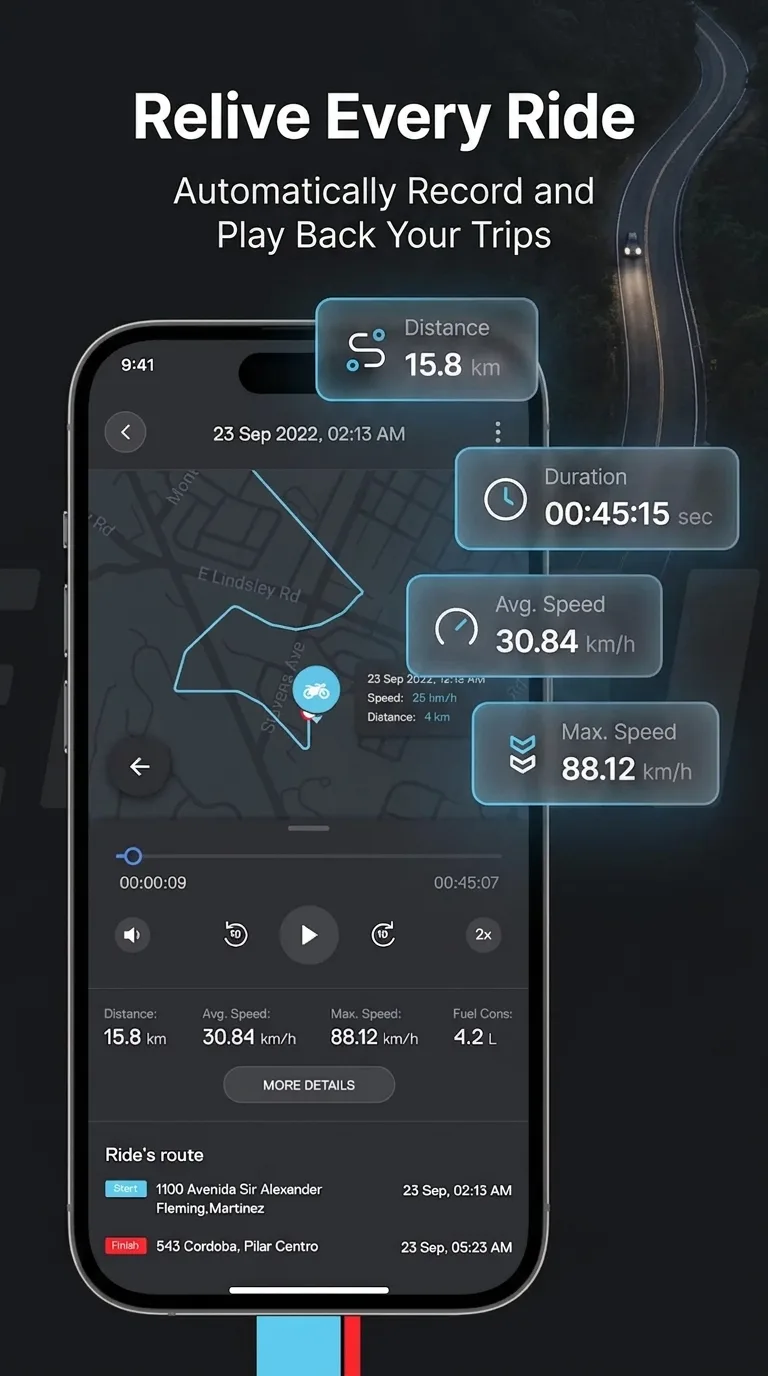 Connected Motorcycle Companion App — Community radar — nearby riders of the same brand.