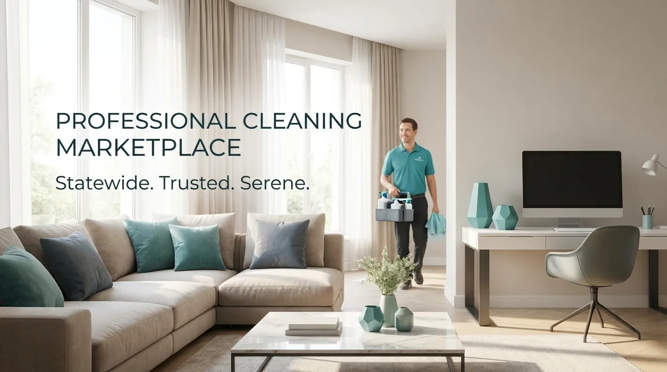 Statewide cleaning marketplace — booking, dispatch, and recurring schedules.